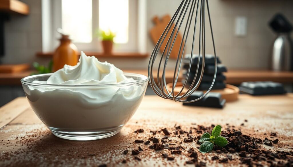 Aquafaba whipping peaks