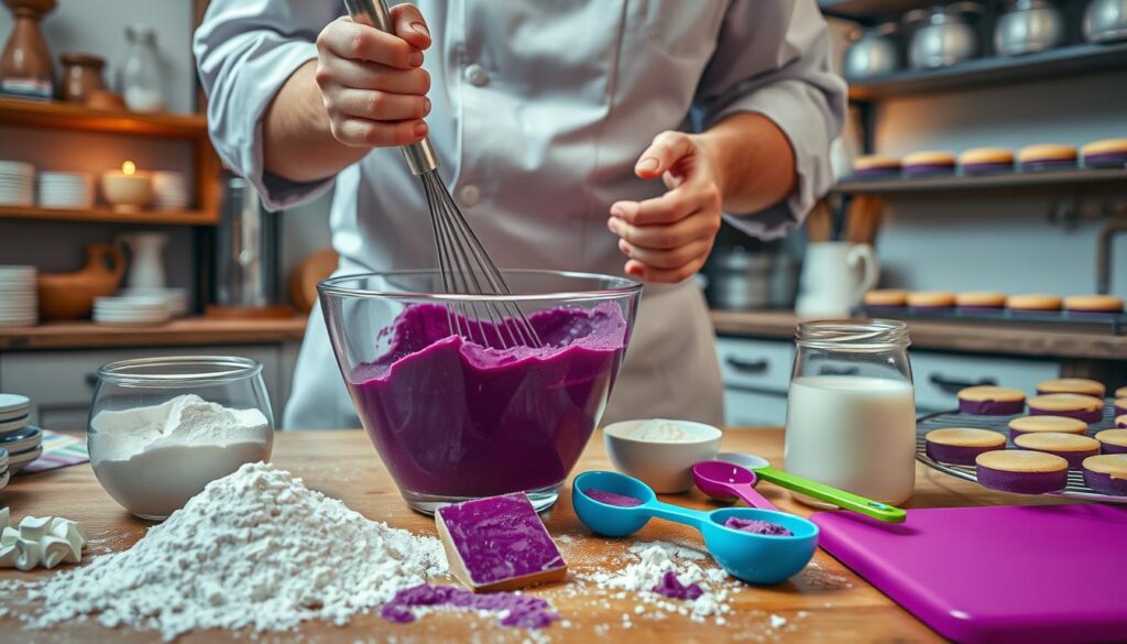 Ube dessert preparation
