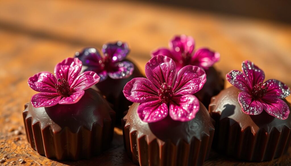 Crystallized Flowers on Floral Chocolate Bites