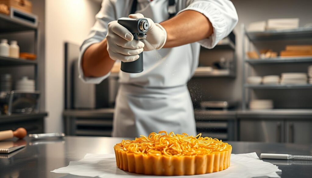 cocoa butter spraying technique